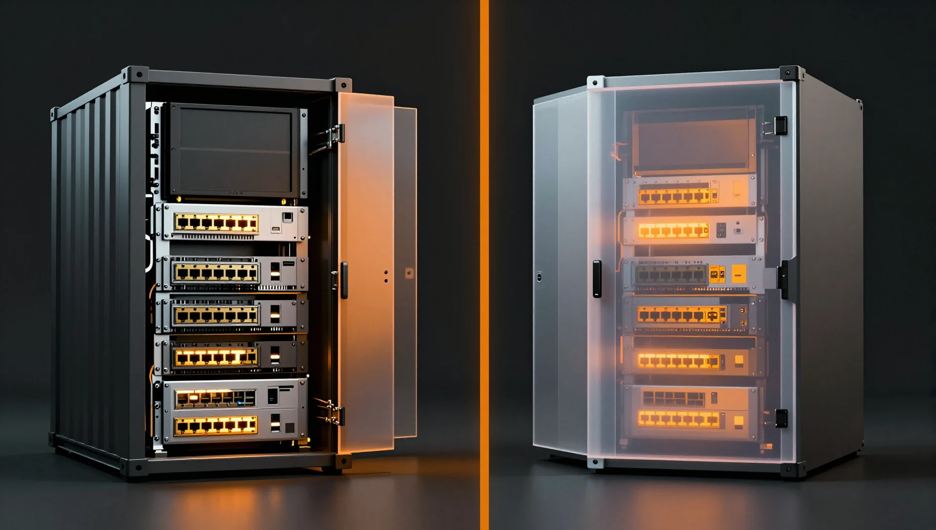 Split comparison of exposed privileged container versus shielded unprivileged container